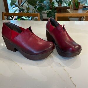 Jaffa size 37 red clogs. Slip on.